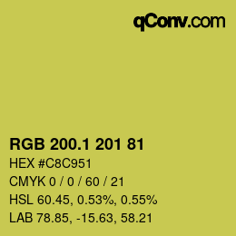 カラーコード: RGB 200.1 201 81 | qconv.com