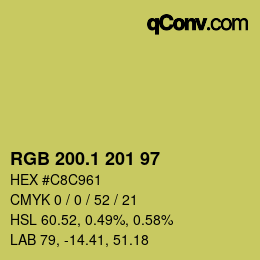 カラーコード: RGB 200.1 201 97 | qconv.com