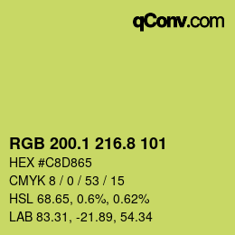 カラーコード: RGB 200.1 216.8 101 | qconv.com