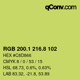 カラーコード: RGB 200.1 216.8 102 | qconv.com