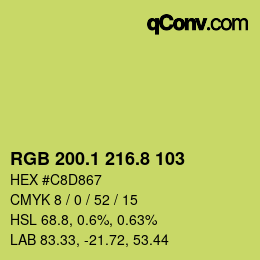 カラーコード: RGB 200.1 216.8 103 | qconv.com
