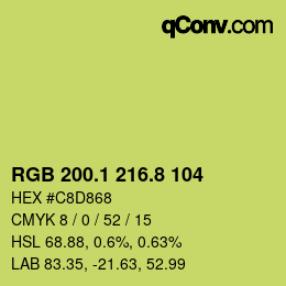 カラーコード: RGB 200.1 216.8 104 | qconv.com