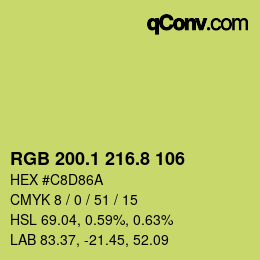 カラーコード: RGB 200.1 216.8 106 | qconv.com