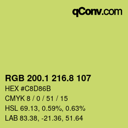 カラーコード: RGB 200.1 216.8 107 | qconv.com