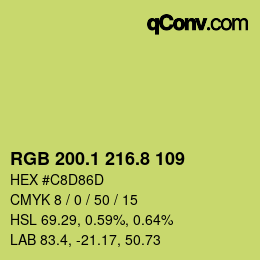 カラーコード: RGB 200.1 216.8 109 | qconv.com