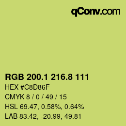 カラーコード: RGB 200.1 216.8 111 | qconv.com