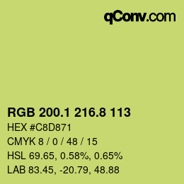カラーコード: RGB 200.1 216.8 113 | qconv.com