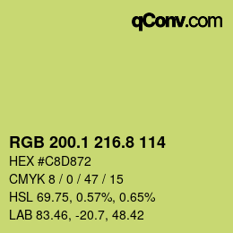 カラーコード: RGB 200.1 216.8 114 | qconv.com