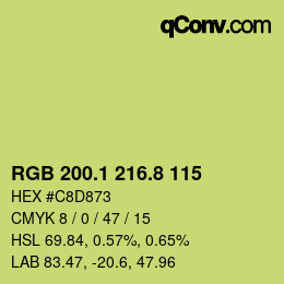 カラーコード: RGB 200.1 216.8 115 | qconv.com