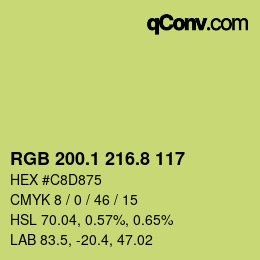 カラーコード: RGB 200.1 216.8 117 | qconv.com