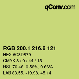 カラーコード: RGB 200.1 216.8 121 | qconv.com