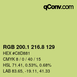 カラーコード: RGB 200.1 216.8 129 | qconv.com
