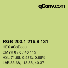 カラーコード: RGB 200.1 216.8 131 | qconv.com