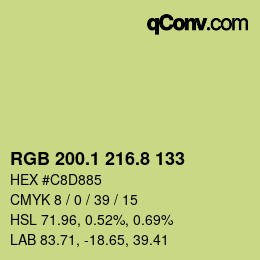 カラーコード: RGB 200.1 216.8 133 | qconv.com