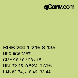 カラーコード: RGB 200.1 216.8 135 | qconv.com