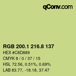 カラーコード: RGB 200.1 216.8 137 | qconv.com