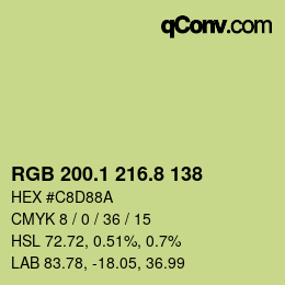 カラーコード: RGB 200.1 216.8 138 | qconv.com