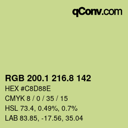 カラーコード: RGB 200.1 216.8 142 | qconv.com
