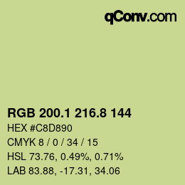 カラーコード: RGB 200.1 216.8 144 | qconv.com