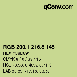 カラーコード: RGB 200.1 216.8 145 | qconv.com