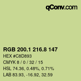 カラーコード: RGB 200.1 216.8 147 | qconv.com