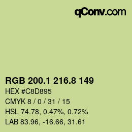 カラーコード: RGB 200.1 216.8 149 | qconv.com