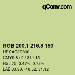 カラーコード: RGB 200.1 216.8 150 | qconv.com