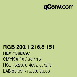 Color code: RGB 200.1 216.8 151 | qconv.com