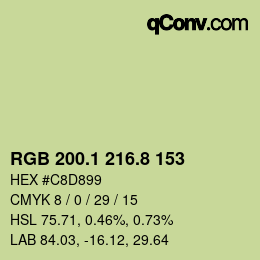 カラーコード: RGB 200.1 216.8 153 | qconv.com