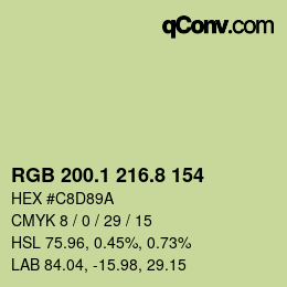 カラーコード: RGB 200.1 216.8 154 | qconv.com