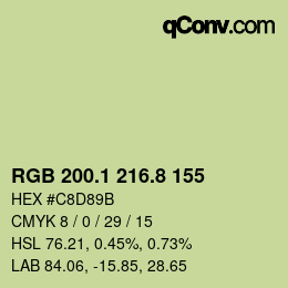 カラーコード: RGB 200.1 216.8 155 | qconv.com