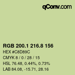 Color code: RGB 200.1 216.8 156 | qconv.com