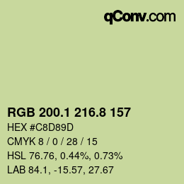 カラーコード: RGB 200.1 216.8 157 | qconv.com