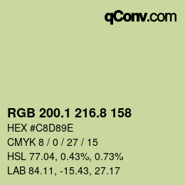カラーコード: RGB 200.1 216.8 158 | qconv.com