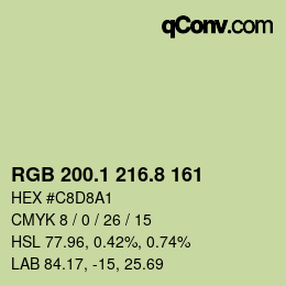 カラーコード: RGB 200.1 216.8 161 | qconv.com