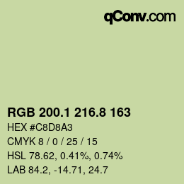 Color code: RGB 200.1 216.8 163 | qconv.com