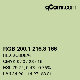 カラーコード: RGB 200.1 216.8 166 | qconv.com