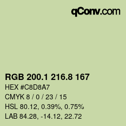 カラーコード: RGB 200.1 216.8 167 | qconv.com