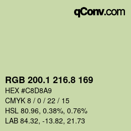 カラーコード: RGB 200.1 216.8 169 | qconv.com