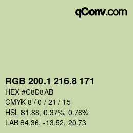 Color code: RGB 200.1 216.8 171 | qconv.com