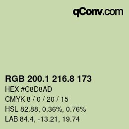 カラーコード: RGB 200.1 216.8 173 | qconv.com