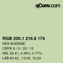 カラーコード: RGB 200.1 216.8 174 | qconv.com