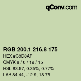 Color code: RGB 200.1 216.8 175 | qconv.com