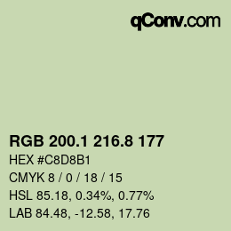 Código de color: RGB 200.1 216.8 177 | qconv.com