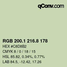 カラーコード: RGB 200.1 216.8 178 | qconv.com