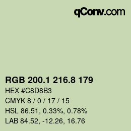 カラーコード: RGB 200.1 216.8 179 | qconv.com