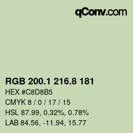 カラーコード: RGB 200.1 216.8 181 | qconv.com