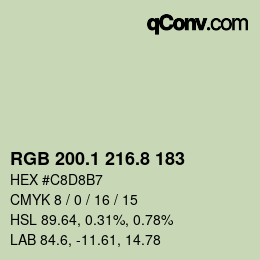 Color code: RGB 200.1 216.8 183 | qconv.com