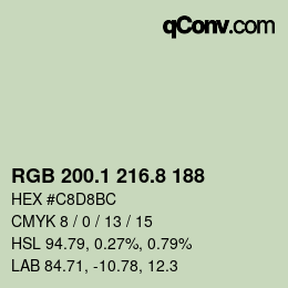 カラーコード: RGB 200.1 216.8 188 | qconv.com