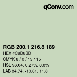 Color code: RGB 200.1 216.8 189 | qconv.com